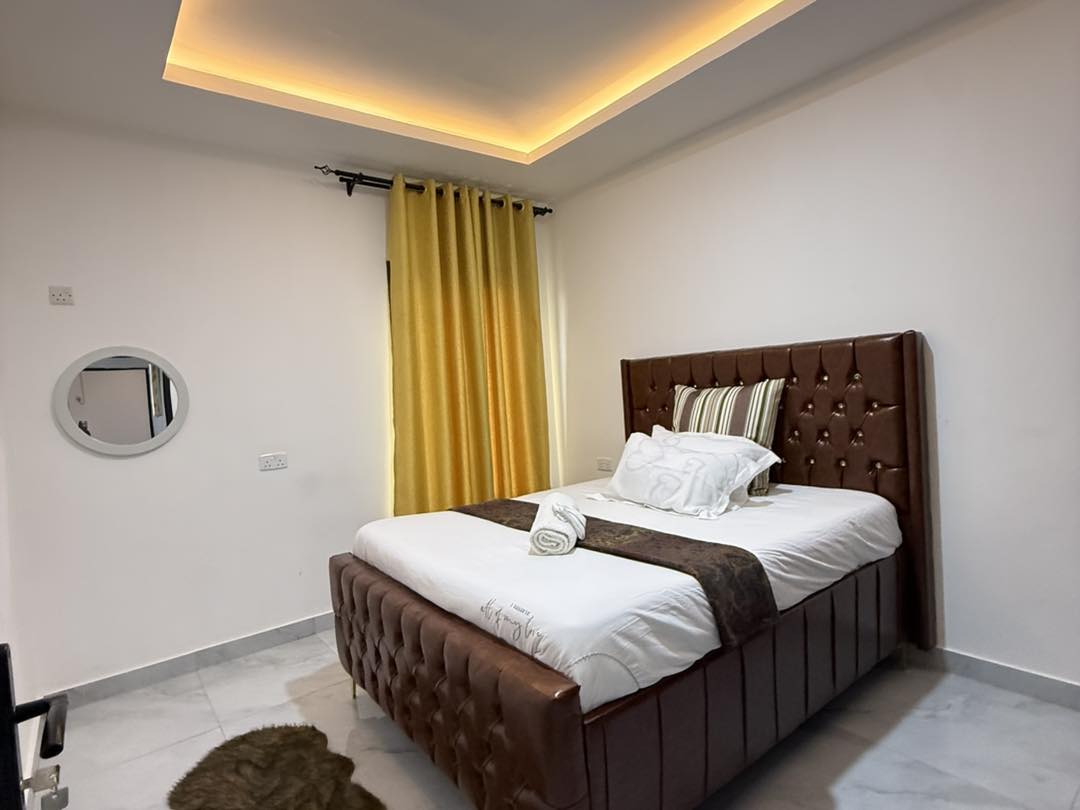 Modern furnished bedroom with premium amenities